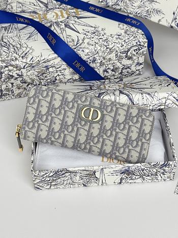 Colestore Dior 30 Montaigne Voyageur Long Wallet Blue Dior Oblique 19.5.×10.5×3cm