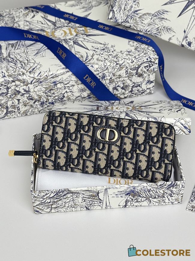 Colestore Dior 30 Montaigne Voyageur Long Wallet Blue Dior Oblique Jacquard 19.5.×10.5×3cm - 1