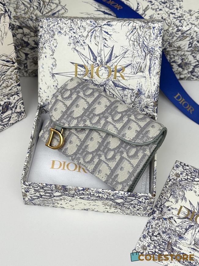 Colestore Dior Saddle Lotus Wallet Gray Dior Oblique Jacquard 10.5 x 7cm - 1