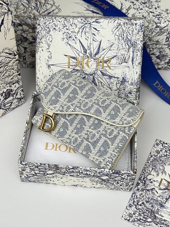 Colestore Dior Saddle Lotus Wallet Blue Dior Oblique Jacquard 10.5 x 7cm