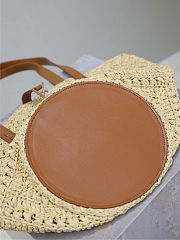Colestore YSL Saint Laurent Panier Leather Trimmed Raffia Tote Beige 38×20×21cm - 6