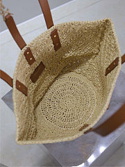 Colestore YSL Saint Laurent Panier Leather Trimmed Raffia Tote Beige 38×20×21cm - 5