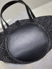 Colestore YSL Saint Laurent Panier Leather Trimmed Raffia Tote Black 38×20×21cm - 2