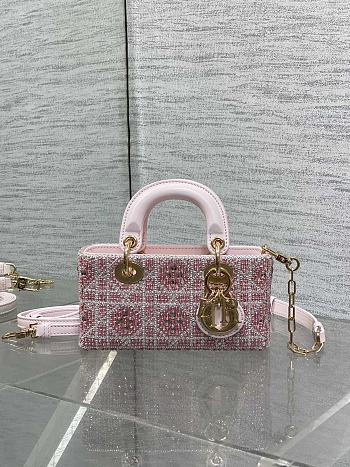 Colestore Dior Lady Dior Micro Bag in Pink Embroidered Canva 16.5cm