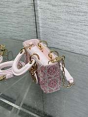 Colestore Dior Lady Dior Micro Bag in Pink Embroidered Canva 16.5cm - 6