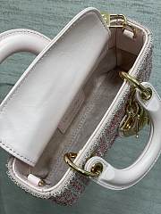 Colestore Dior Lady Dior Micro Bag in Pink Embroidered Canva 16.5cm - 5