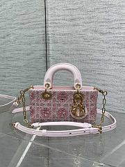 Colestore Dior Lady Dior Micro Bag in Pink Embroidered Canva 16.5cm - 4
