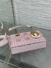 Colestore Dior Lady Dior Micro Bag in Pink Embroidered Canva 16.5cm - 3
