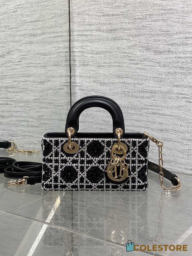 Colestore Dior Lady Dior Micro Bag in Black Embroidered Canva 16.5cm - 1