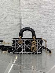Colestore Dior Lady Dior Micro Bag in Black Embroidered Canva 16.5cm - 1