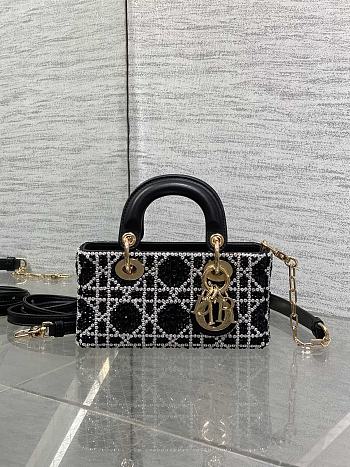 Colestore Dior Lady Dior Micro Bag in Black Embroidered Canva 16.5cm