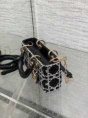 Colestore Dior Lady Dior Micro Bag in Black Embroidered Canva 16.5cm - 6
