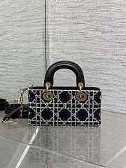 Colestore Dior Lady Dior Micro Bag in Black Embroidered Canva 16.5cm - 4