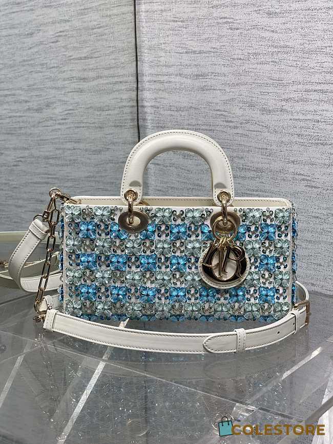 Colestore Dior Lady Dior Micro Bag in Blue Embroidered Canva 26cm - 1