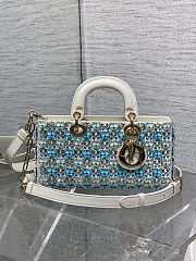 Colestore Dior Lady Dior Micro Bag in Blue Embroidered Canva 26cm - 1