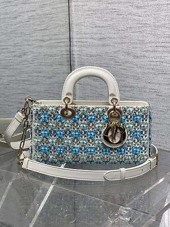Colestore Dior Lady Dior Micro Bag in Blue Embroidered Canva 26cm