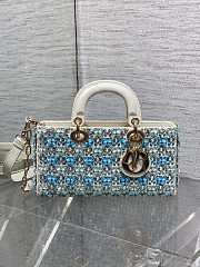 Colestore Dior Lady Dior Micro Bag in Blue Embroidered Canva 26cm - 5