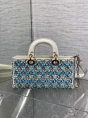 Colestore Dior Lady Dior Micro Bag in Blue Embroidered Canva 26cm - 2
