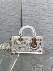 Colestore Dior Lady Dior Micro Bag in White Embroidered Canva 16.5cm - 1