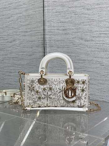 Colestore Dior Lady Dior Micro Bag in White Embroidered Canva 16.5cm