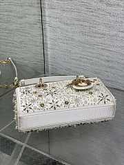 Colestore Dior Lady Dior Micro Bag in White Embroidered Canva 16.5cm - 6