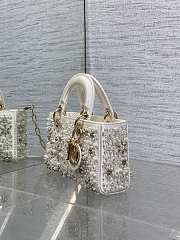 Colestore Dior Lady Dior Micro Bag in White Embroidered Canva 16.5cm - 5