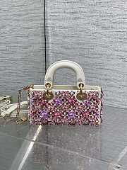 Colestore Dior Lady Dior Micro Bag in Purple Embroidered Canva 16.5cm - 3