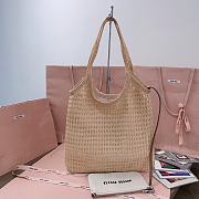 Colestore Miu Miu IVY Raffia Effect and Linen Bag Natural 35 x 40 cm - 5