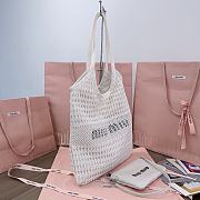 Colestore Miu Miu IVY Raffia Effect and Linen Bag White 35 x 40 cm - 6