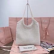 Colestore Miu Miu IVY Raffia Effect and Linen Bag White 35 x 40 cm - 4