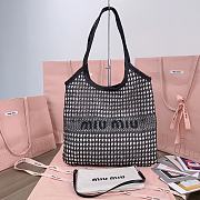 Colestore Miu Miu IVY Raffia Effect and Linen Bag Black 35 x 40 cm - 1