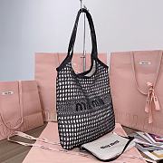 Colestore Miu Miu IVY Raffia Effect and Linen Bag Black 35 x 40 cm - 4