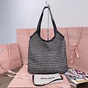 Colestore Miu Miu IVY Raffia Effect and Linen Bag Black 35 x 40 cm - 3