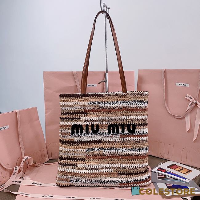 Colestore Miu Miu Crochet Knit Tote Bag Natural 30 x 38 cm - 1