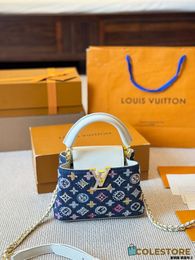 Colestore Louis Vuitton Capucines Mini Denim Blue/Cream 21x13.6x8cm - 1
