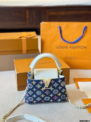 Colestore Louis Vuitton Capucines Mini Denim Blue/Cream 21x13.6x8cm