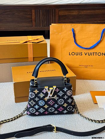 Colestore Louis Vuitton Capucines Mini Denim Black 21x13.6x8cm