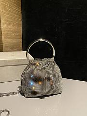 Colestore Jimmy Choo Bon Bon Silver Satin Crystal Mesh Bag with Crystal Handle 16x16x9cm - 1