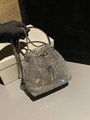 Colestore Jimmy Choo Bon Bon Silver Satin Crystal Mesh Bag with Crystal Handle 16x16x9cm - 2