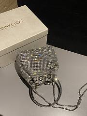 Colestore Jimmy Choo Bon Bon Silver Satin Crystal Mesh Bag with Crystal Handle 16x16x9cm - 3
