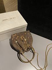Colestore Jimmy Choo Bon Bon Gold Satin Crystal Mesh Bag with Crystal Handle 16x16x9cm - 6
