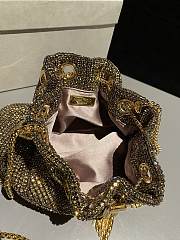 Colestore Jimmy Choo Bon Bon Gold Satin Crystal Mesh Bag with Crystal Handle 16x16x9cm - 5