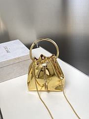Colestore Jimmy Choo Bon Bon Gold Mirror Fabric Mini Bag with Metal Handle 16x16x9cm - 1