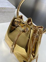 Colestore Jimmy Choo Bon Bon Gold Mirror Fabric Mini Bag with Metal Handle 16x16x9cm - 5