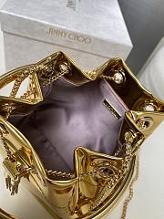 Colestore Jimmy Choo Bon Bon Gold Mirror Fabric Mini Bag with Metal Handle 16x16x9cm - 3