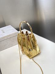 Colestore Jimmy Choo Bon Bon Gold Mirror Fabric Mini Bag with Metal Handle 16x16x9cm - 2