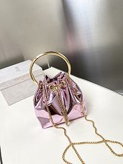Colestore Jimmy Choo Bon Bon Pink Mirror Fabric Mini Bag with Metal Handle 16x16x9cm - 1