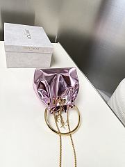 Colestore Jimmy Choo Bon Bon Pink Mirror Fabric Mini Bag with Metal Handle 16x16x9cm - 6