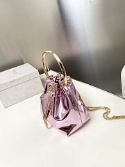 Colestore Jimmy Choo Bon Bon Pink Mirror Fabric Mini Bag with Metal Handle 16x16x9cm - 3