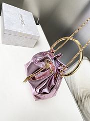 Colestore Jimmy Choo Bon Bon Pink Mirror Fabric Mini Bag with Metal Handle 16x16x9cm - 4